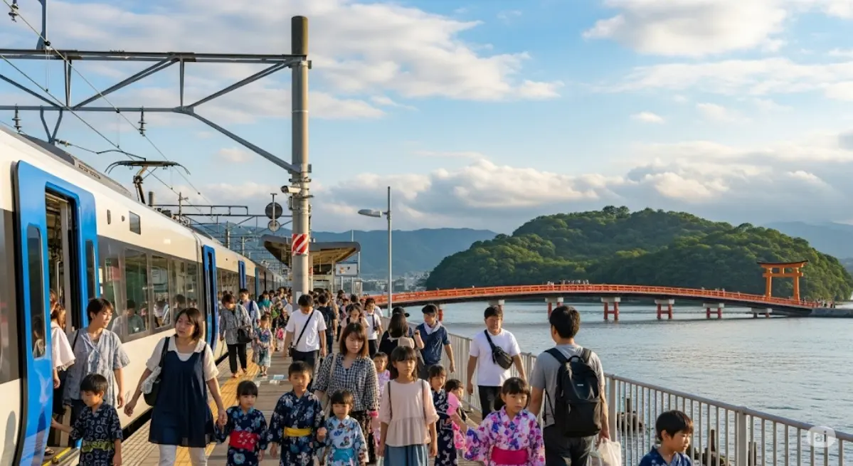 臨時駅「津島ノ宮駅」から津嶋神社遥拝殿へのアクセス