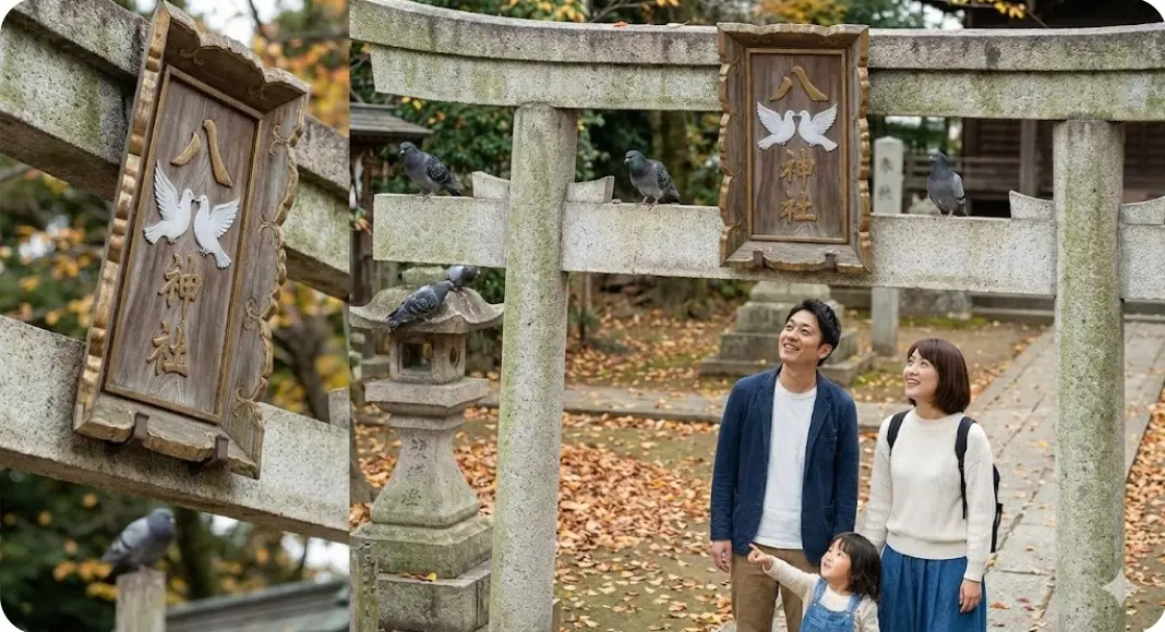 神の使いである鳩と八の字の秘密とは?